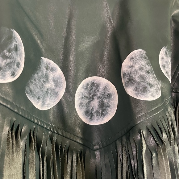 Nasty Gal Green Western Faux Leather Fringe Jacket - Picture 5 of 5